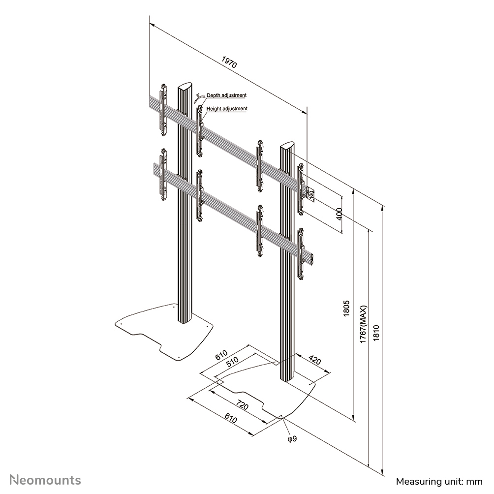 Neomounts NMPRO-S22 Videowall-Bodenständer 42-55"